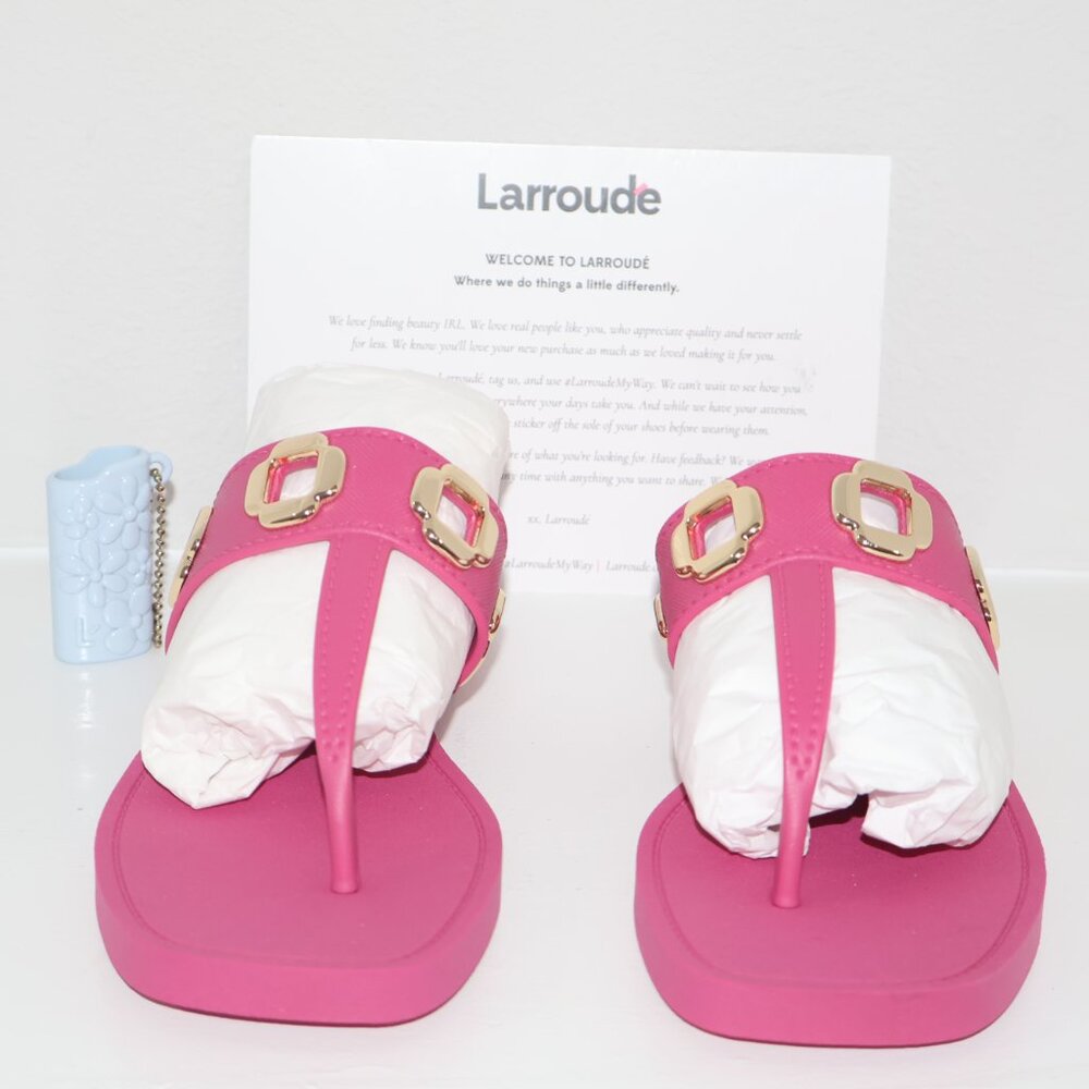 Larroude Milan S Jelly Sandals Pink Thong Slides Made in Brazil Size 4/5